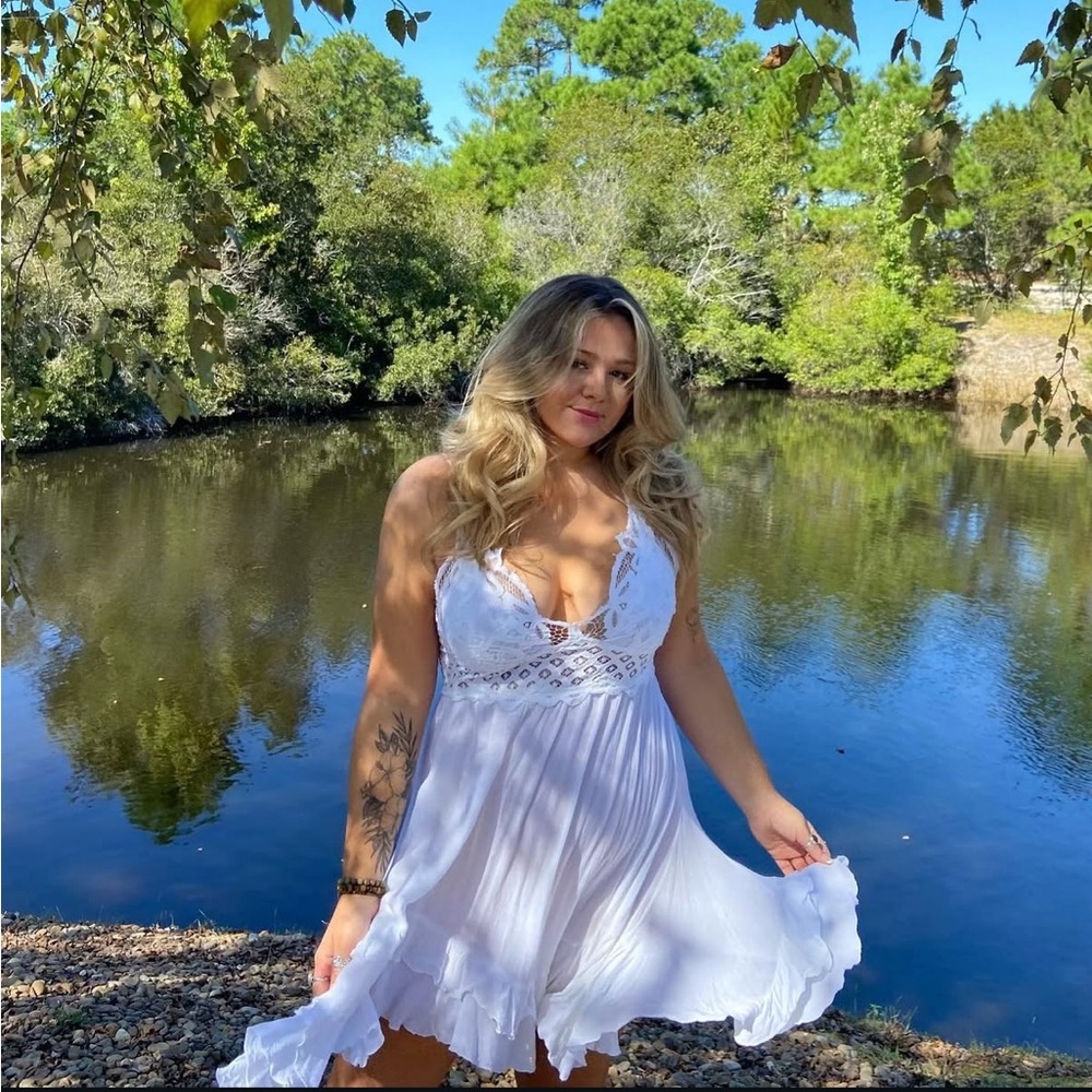 Free People One Adella Lace Slip Dress